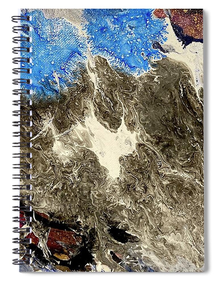 Acrylic Pour Spiral Notebook featuring the painting Genesis by David Euler