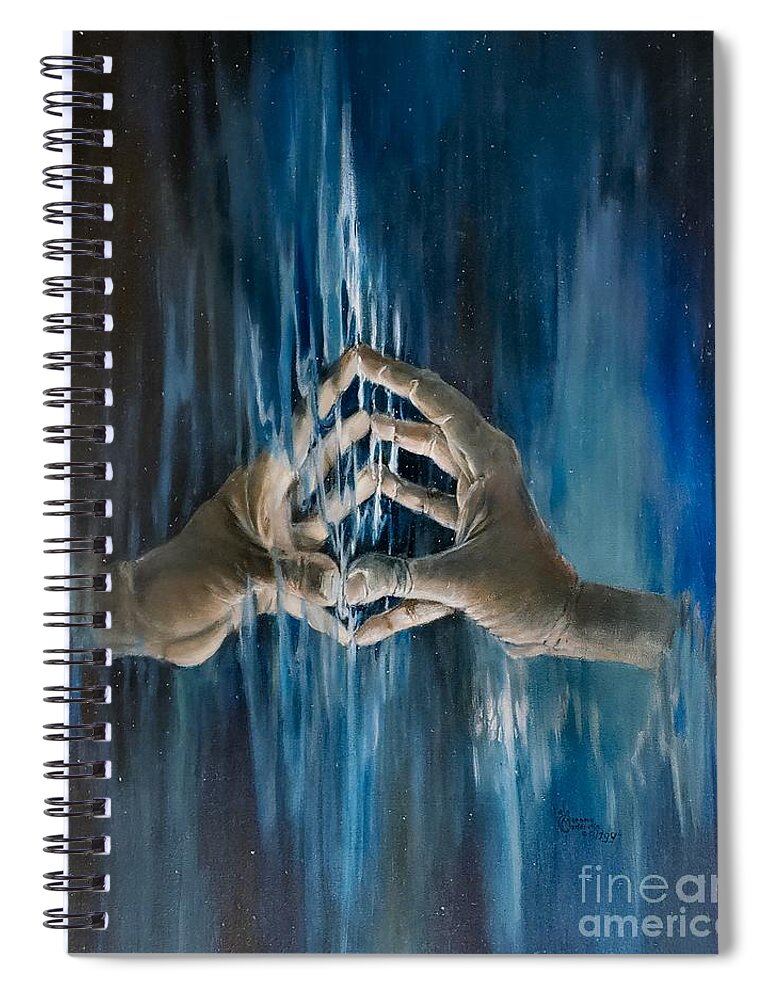 Genesis Spiral Notebook featuring the painting Genesis, Second Day by Merana Cadorette