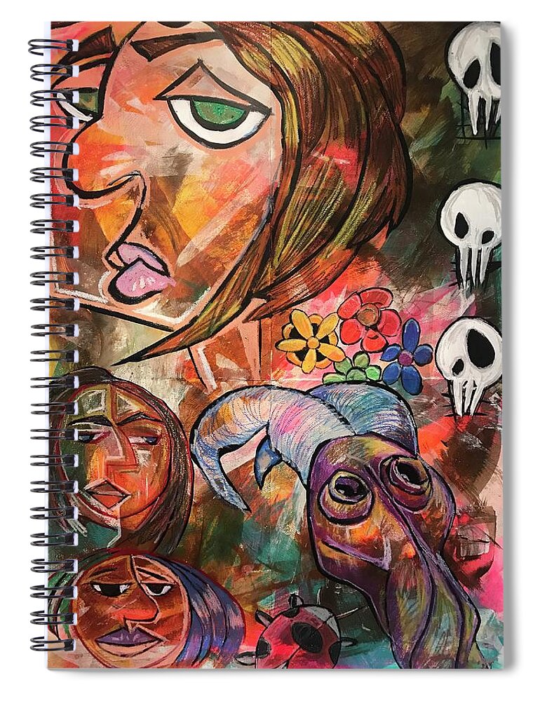 #acrylicpainting #abstractexpressionism #juliusdewitthannah Spiral Notebook featuring the mixed media Genius Level by Julius Hannah
