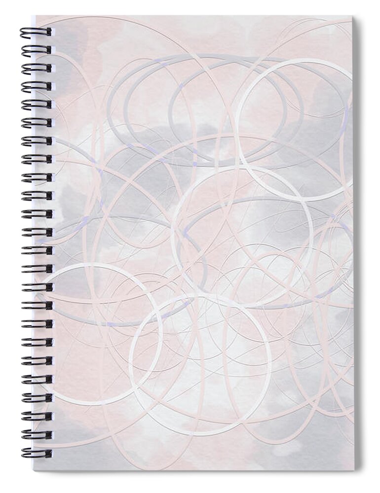 Pink Spiral Notebook featuring the digital art Geometric abstract in pink and grey by Bentley Davis