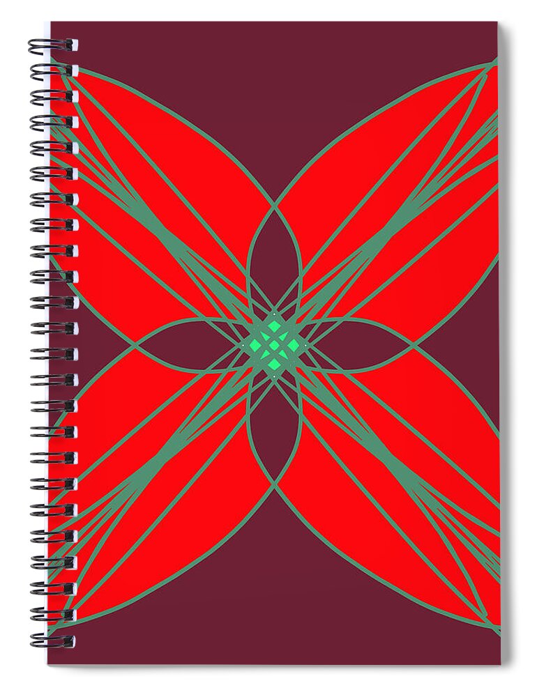 Decorative Illustration Spiral Notebook featuring the digital art Geometrical Pattern - Red Flower by Patricia Awapara
