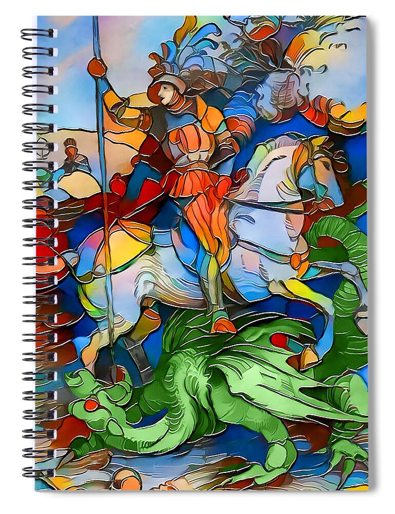 George And The Dragon Spiral Notebook featuring the digital art George And The Dragon by Pennie McCracken