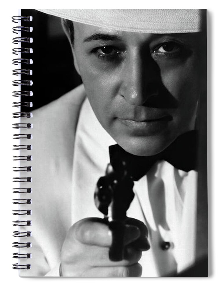 George Raft Spiral Notebook featuring the photograph George Raft 1947 by Sad Hill - Bizarre Los Angeles Archive