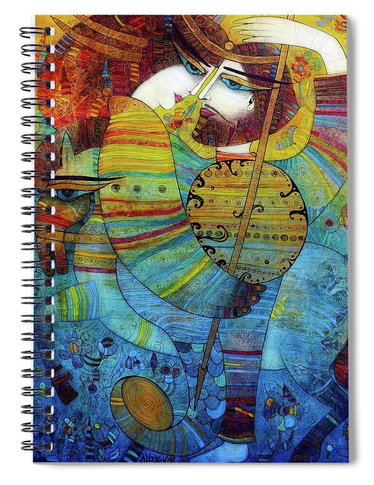 Albena Spiral Notebook featuring the painting Georges And The Dragoness by Albena Vatcheva