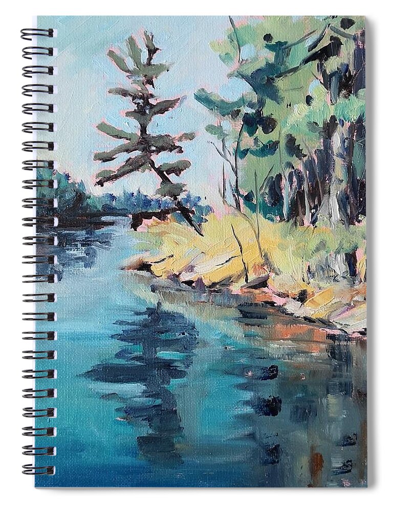 Landscape Spiral Notebook featuring the painting Georgian Bay by Sheila Romard