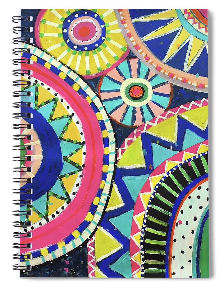 Cheerful Spiral Notebook featuring the painting Get Happy by Cyndie Katz
