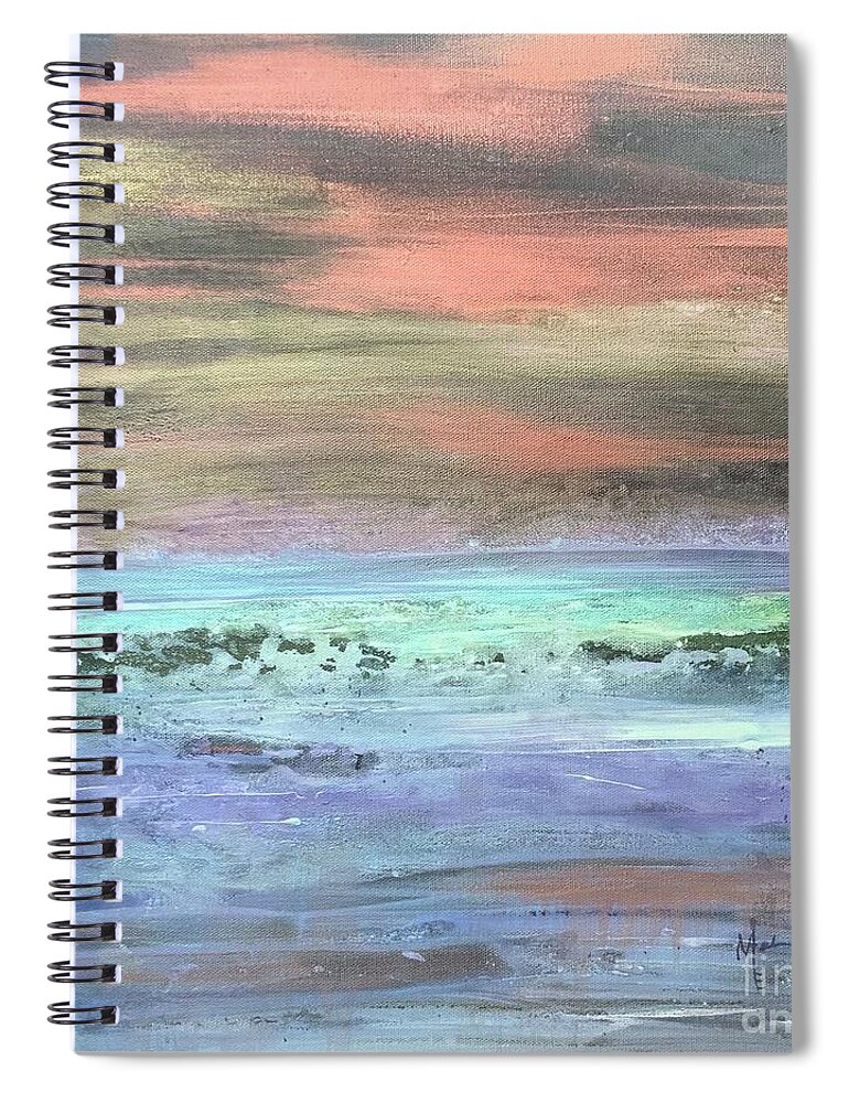 Ocean Spiral Notebook featuring the painting Evening Sea by Melanie Stanton