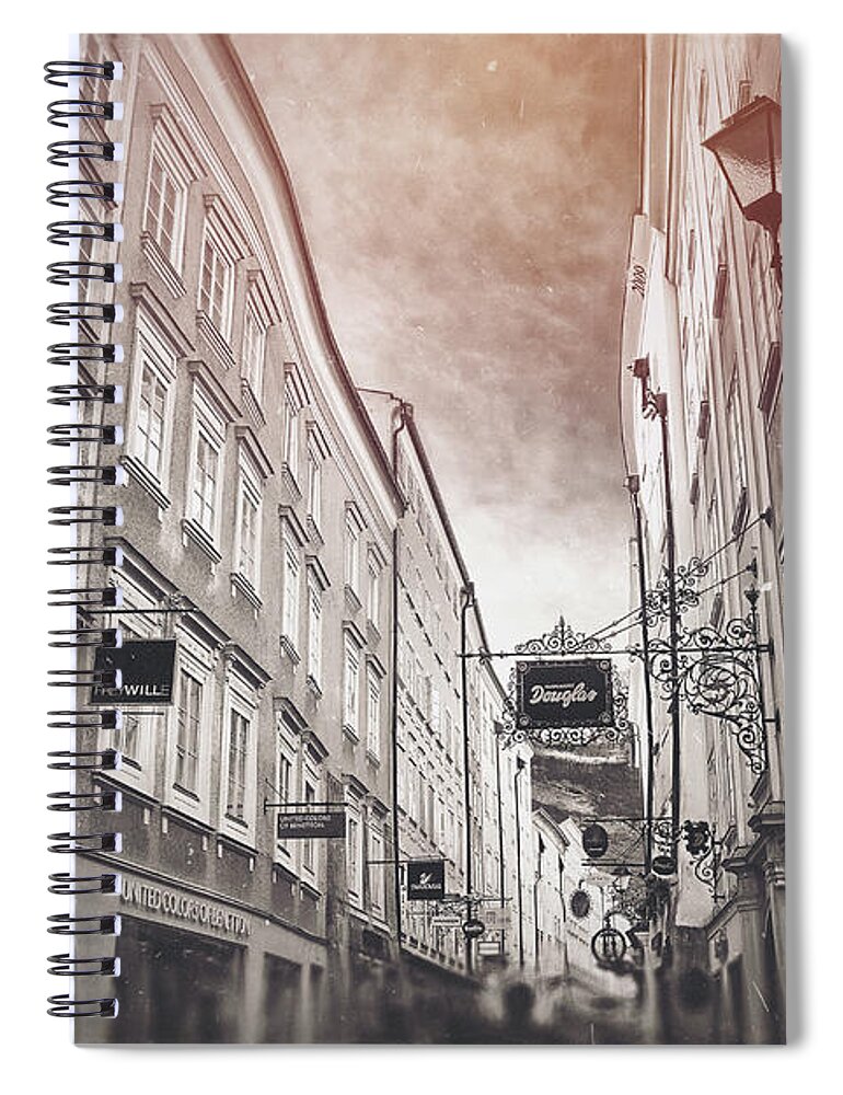 Salzburg Spiral Notebook featuring the photograph Getreidegasse Salzburg Austria Vintage by Carol Japp