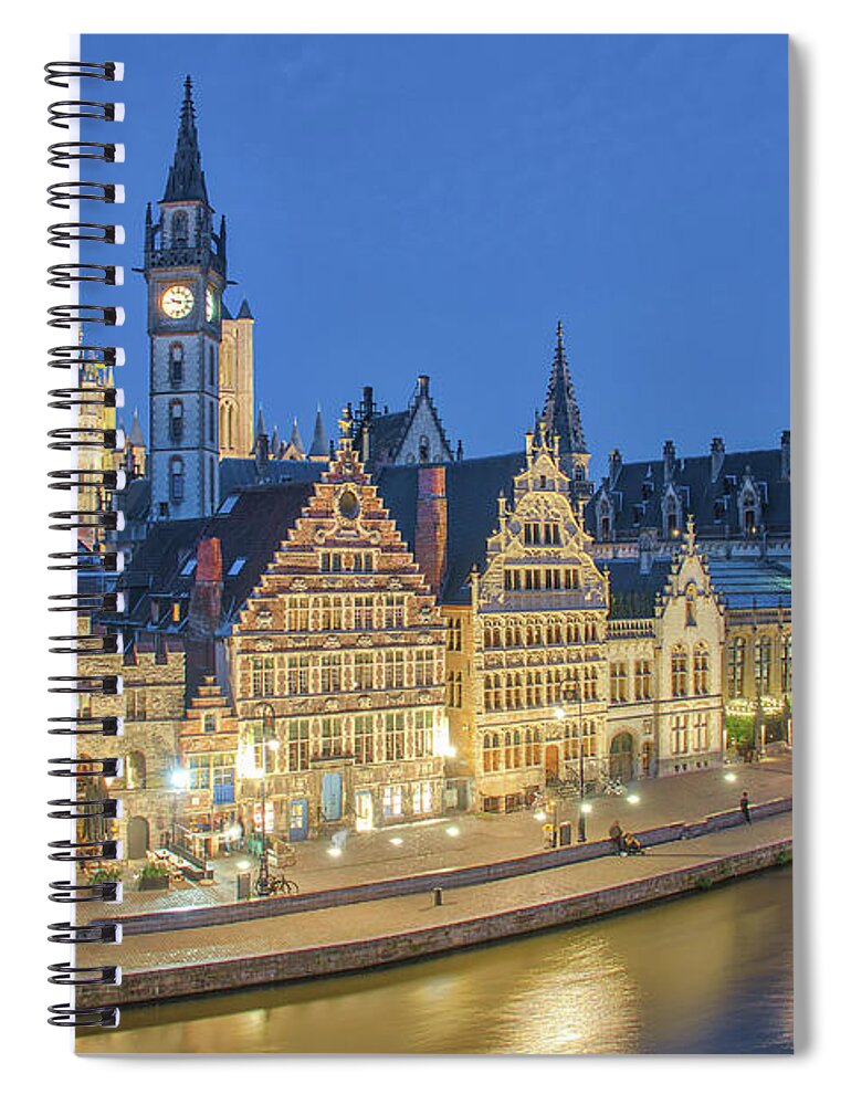 Ghent Spiral Notebook featuring the photograph Ghent at Night by Juergen Roth