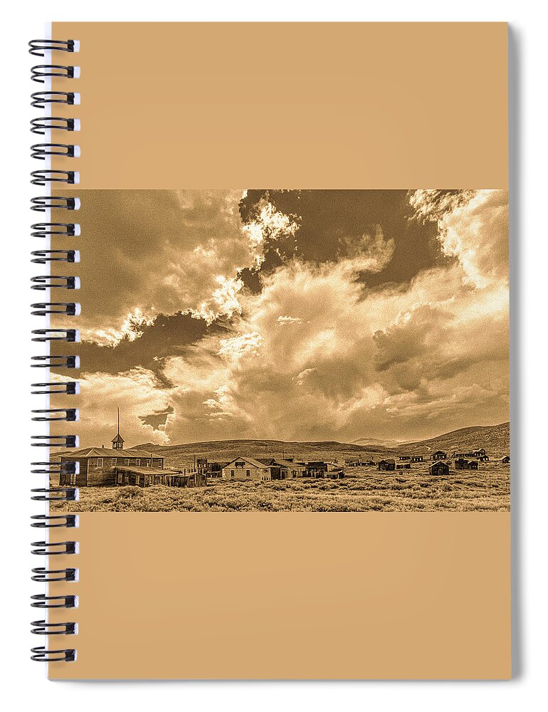 Bodie Spiral Notebook featuring the photograph Ghost Clouds Sepia by Ron Long Ltd Photography