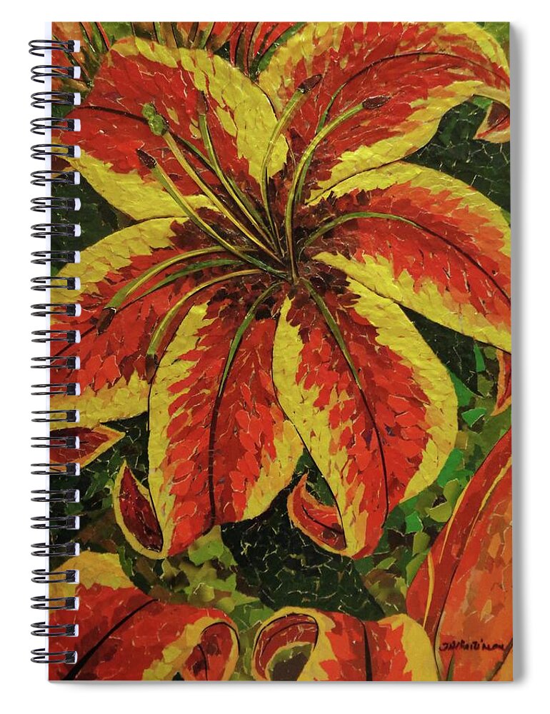 Giant Lily Spiral Notebook featuring the mixed media Giant Lily by JAMartineau