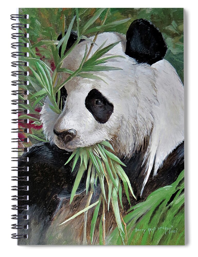 Giant Panda Spiral Notebook featuring the painting Giant Panda Portrait by Barry Kent MacKay