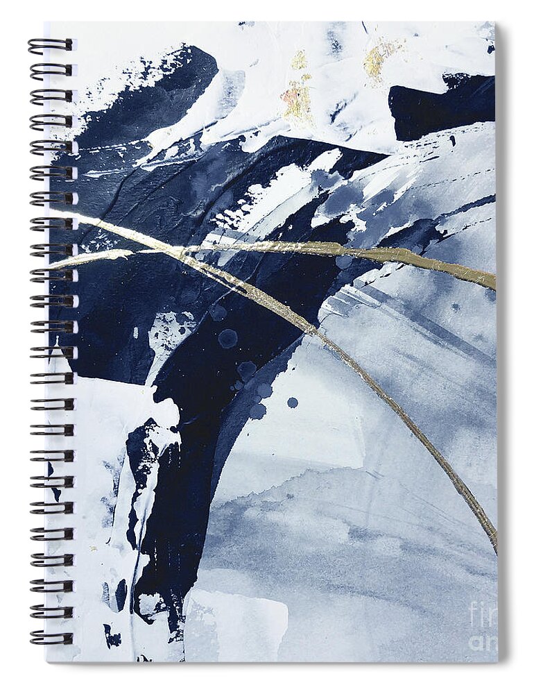 Original Watercolors Spiral Notebook featuring the painting Gilded Arcs 2 - Navy by Chris Paschke