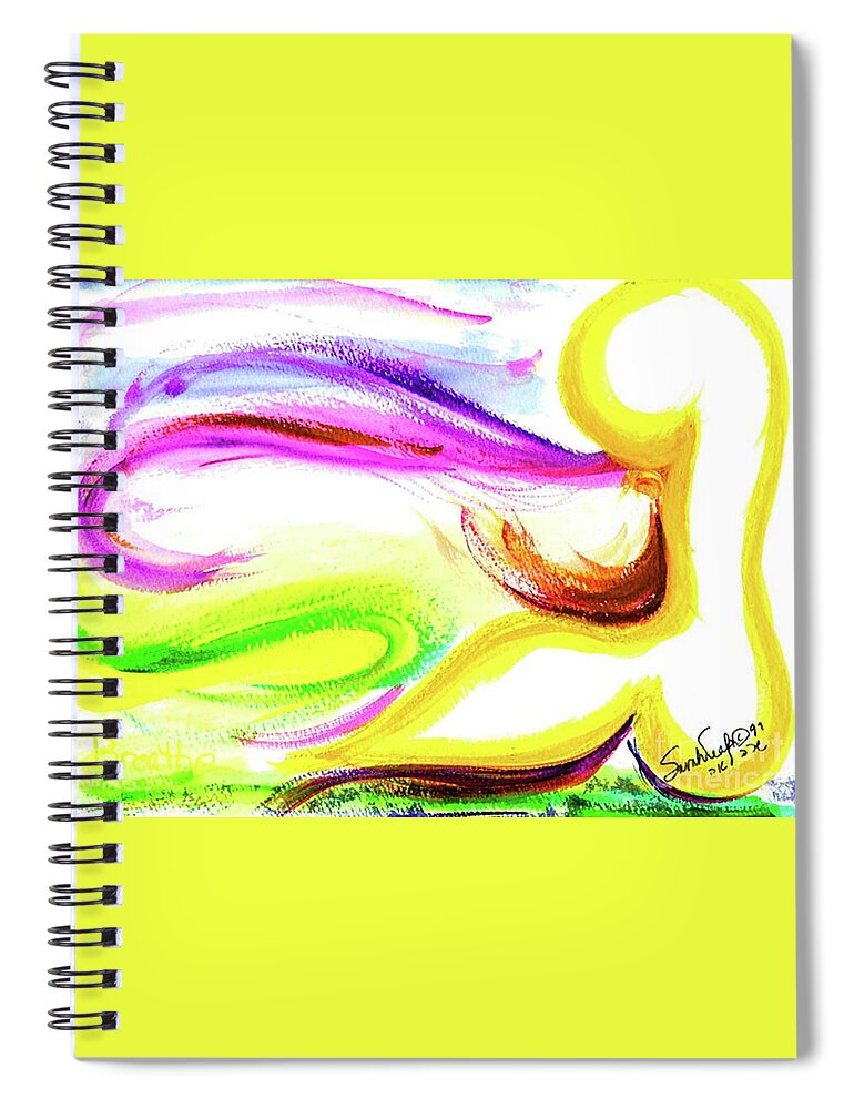 Gimel Spiral Notebook featuring the painting GIMEL - breathe by Hebrewletters SL