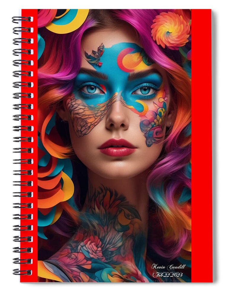 Beautiful Woman Portrait Spiral Notebook featuring the digital art Ginger by Kevin Caudill