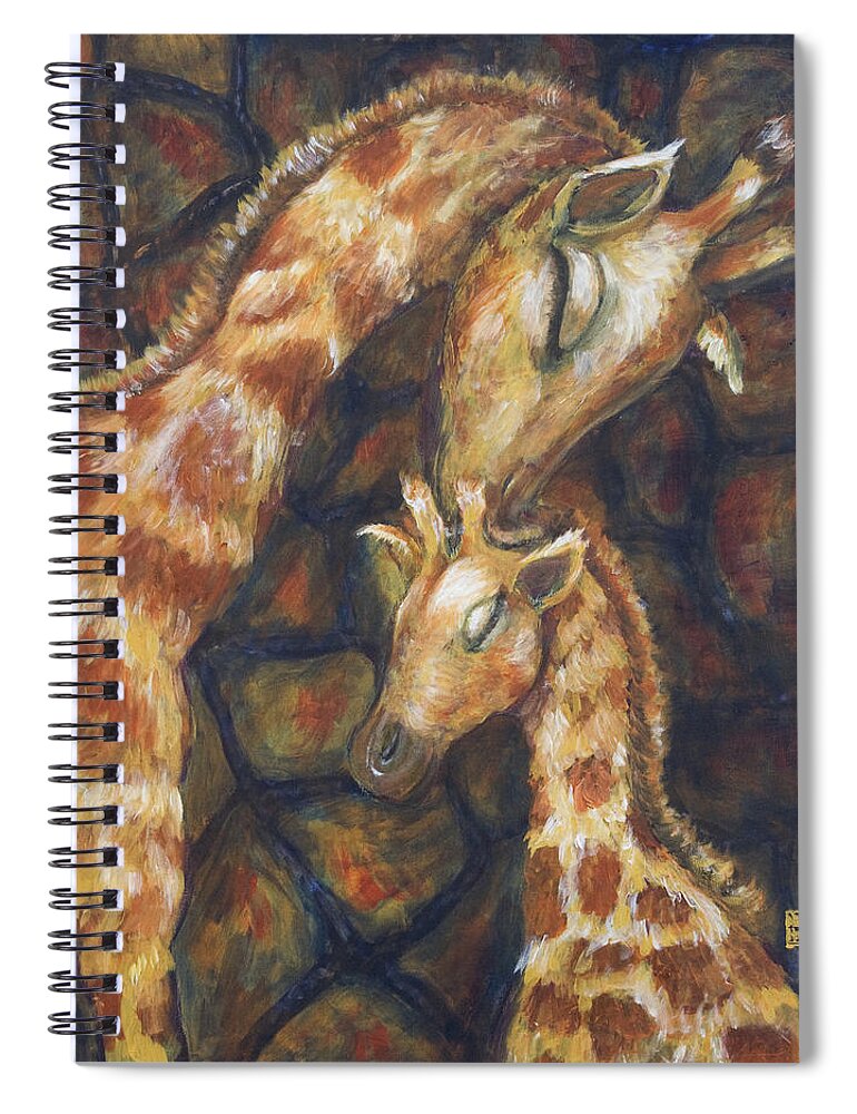 Giraffe Spiral Notebook featuring the painting Giraffe I by Nik Helbig