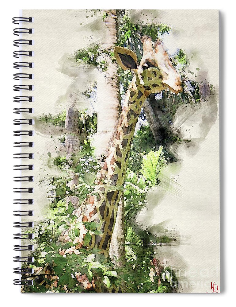 Giraffe Spiral Notebook featuring the digital art Giraffe by Kenneth De Tore