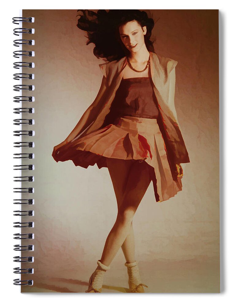 Perry Ellis Spiral Notebook featuring the photograph Girl in Flared Skirt 1978 by Steve Ladner