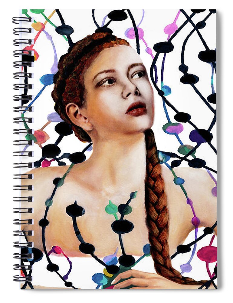 Denise Spiral Notebook featuring the painting Girl with Beads by Denise Deiloh