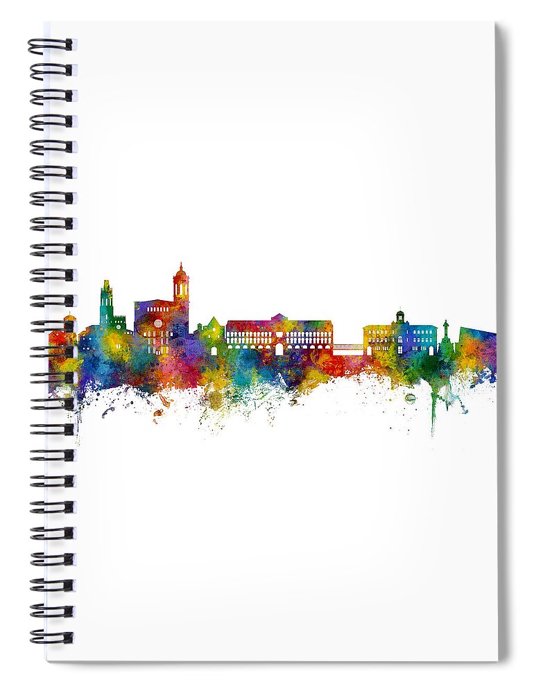 Girona Spiral Notebook featuring the digital art Girona Spain Skyline #86 by Michael Tompsett