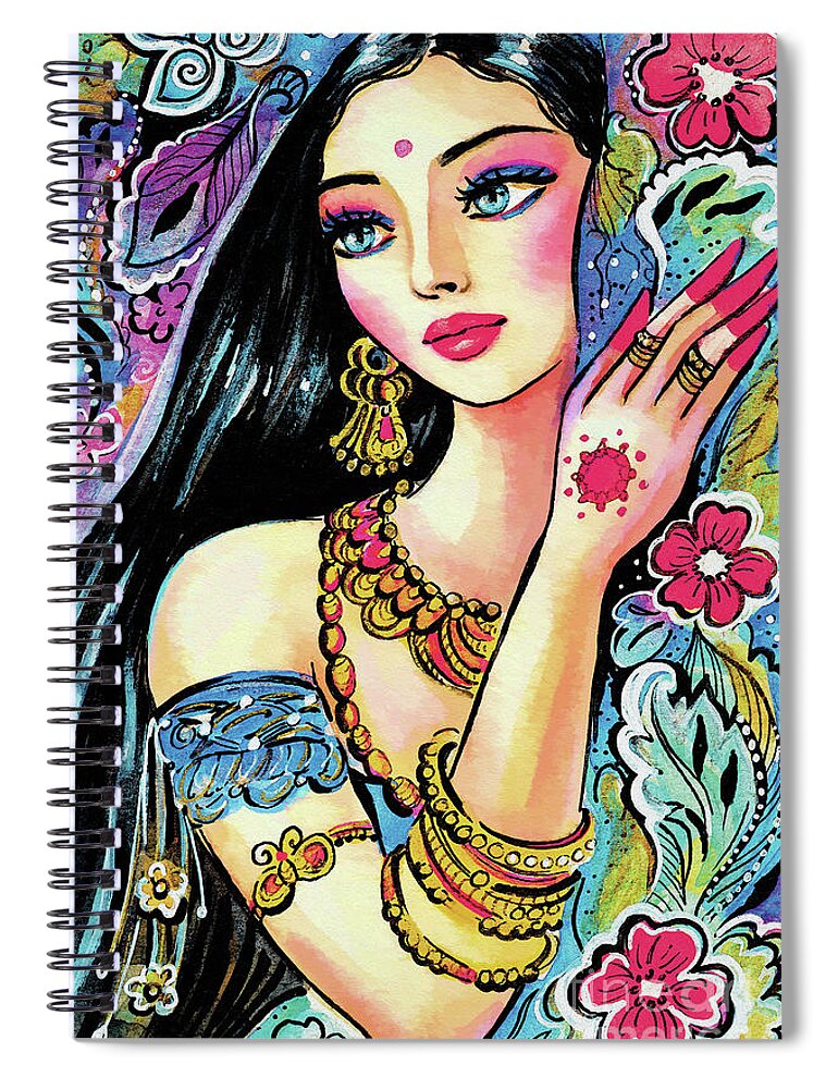 Beautiful Indian Woman Spiral Notebook featuring the painting Gita by Eva Campbell
