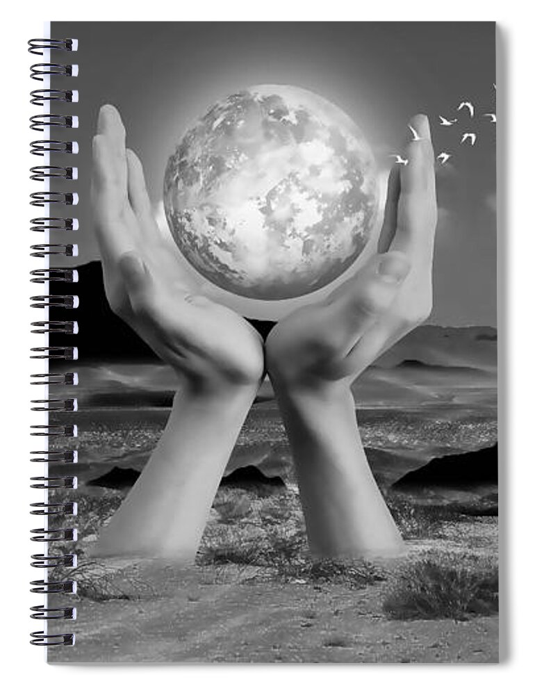 Hands Spiral Notebook featuring the mixed media Giving Peace A Chance by Marvin Blaine