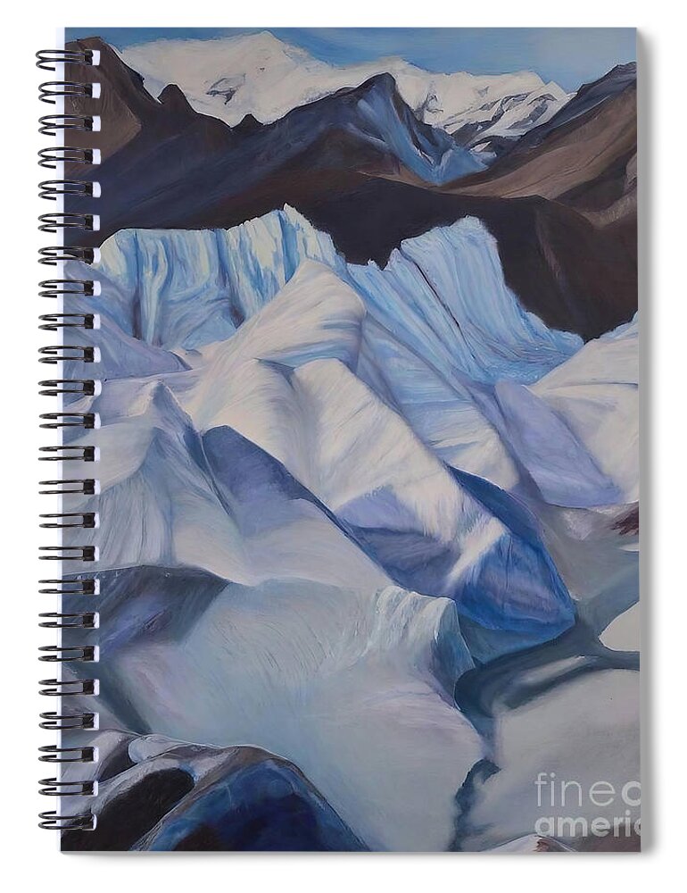 Glacier Spiral Notebook featuring the painting Glaciar Painting glacier glaciar oil canvas landscape mountain a by N Akkash
