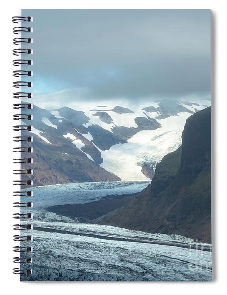 Glacier Spiral Notebook featuring the photograph Glacier view in Skaftafell, Iceland by Delphimages Photo Creations