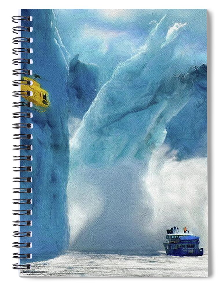 Alaska Spiral Notebook featuring the digital art Glaciers Calving in Alaska by Russ Harris