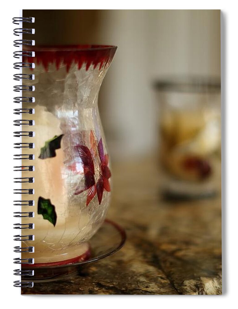 Glass Candle Holders Spiral Notebook featuring the photograph Glass Candle Holders by Mingming Jiang