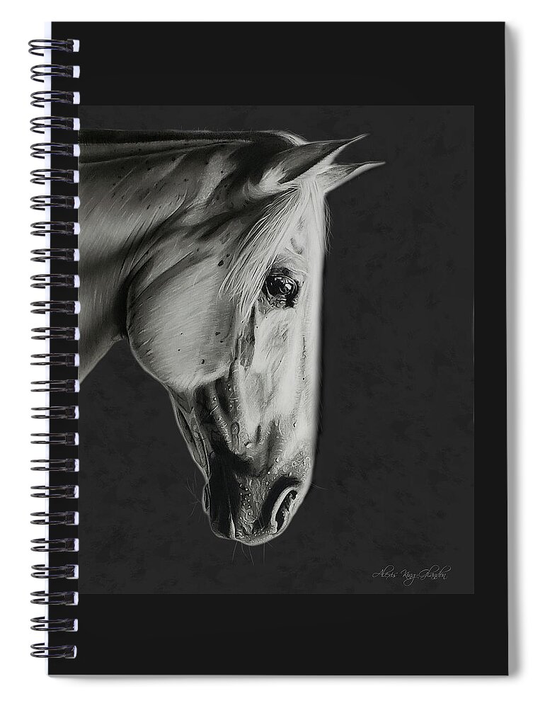 Horse Spiral Notebook featuring the drawing Gleam in Gray by Alexis King-Glandon