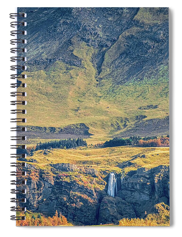 Gljufrabui Spiral Notebook featuring the photograph Gljufrabui waterfall in Iceland by Alexios Ntounas