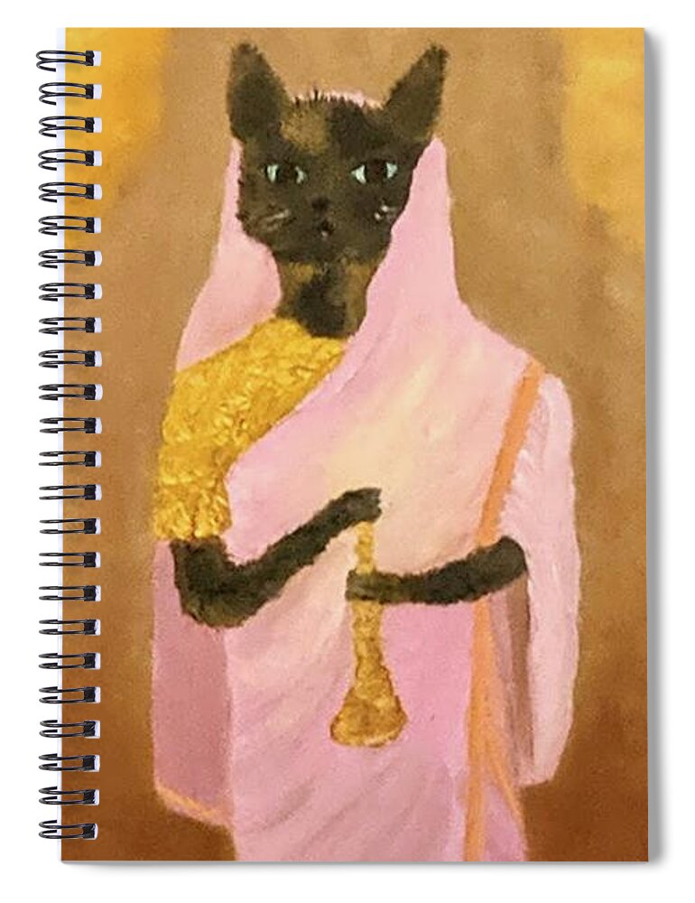 Cat Spiral Notebook featuring the painting Glow of Hope for Treats by Misty Morehead