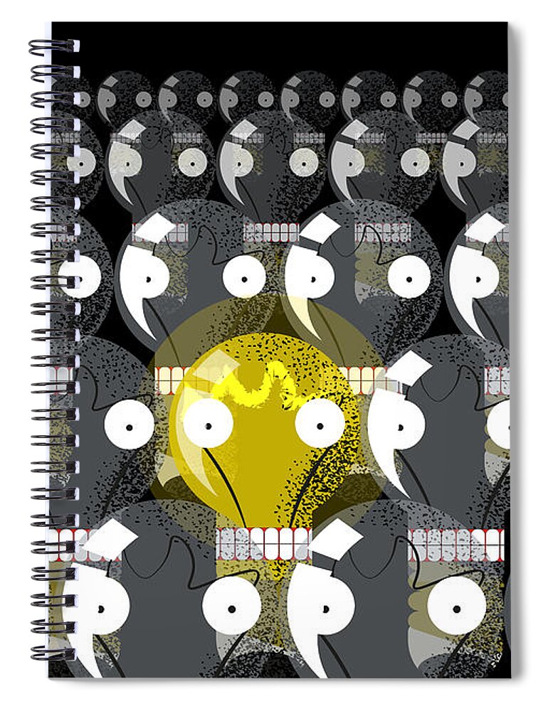 Light Spiral Notebook featuring the digital art Glowing light bulb by Piotr Dulski