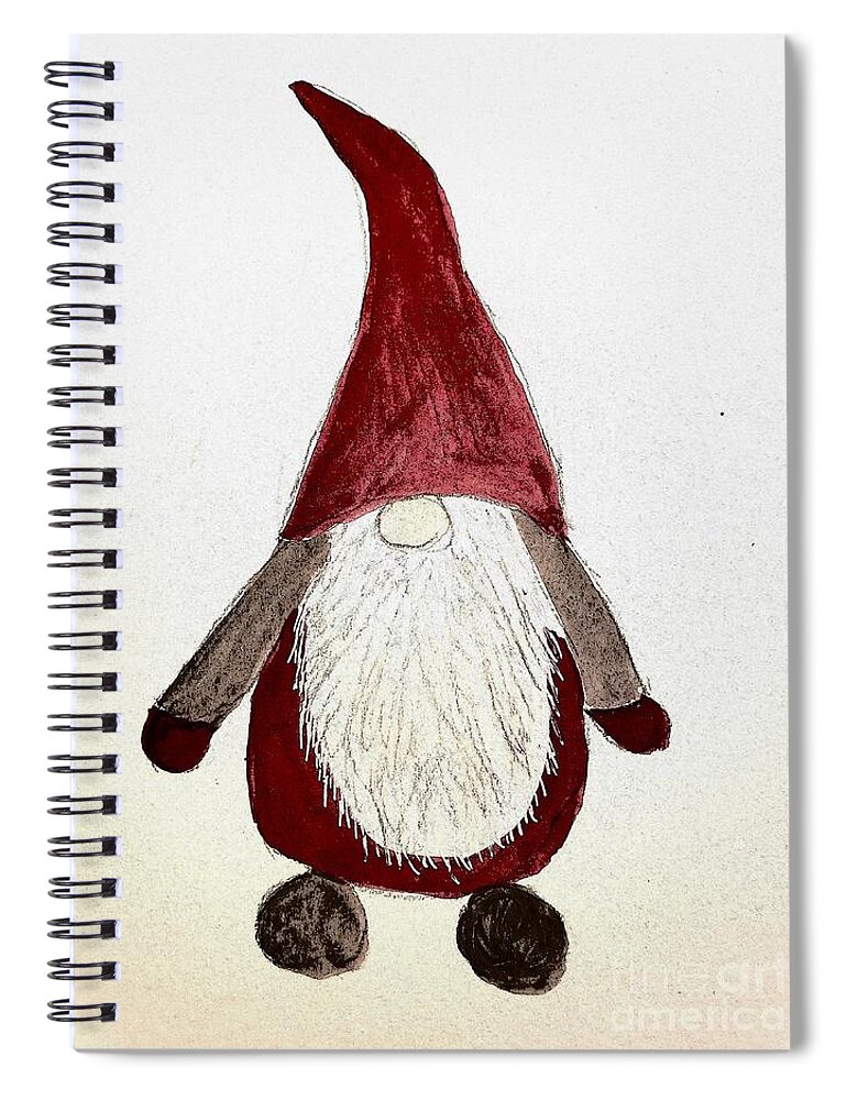  Spiral Notebook featuring the painting Gnome by Margaret Welsh Willowsilk