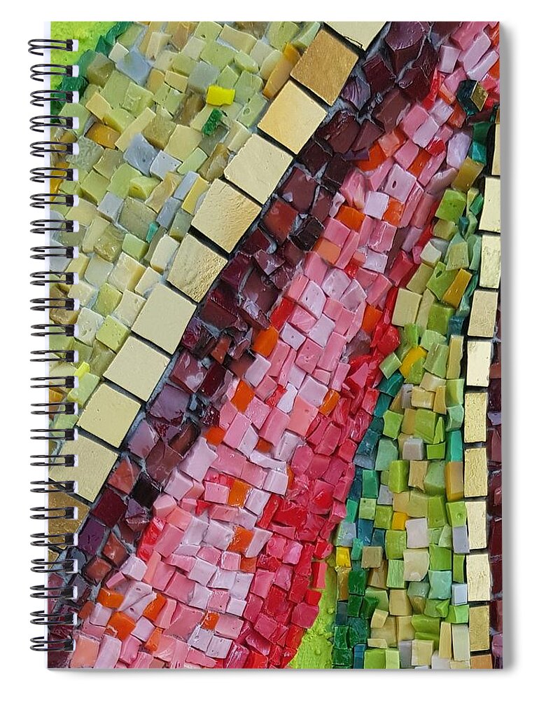 Mosaic Spiral Notebook featuring the glass art Go with the flow by Adriana Zoon