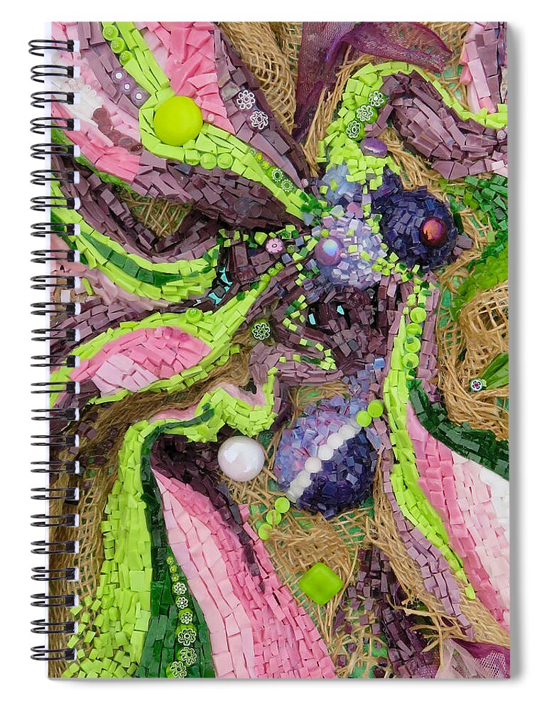 Mosaic Spiral Notebook featuring the glass art Go with the flow mosaic by Adriana Zoon