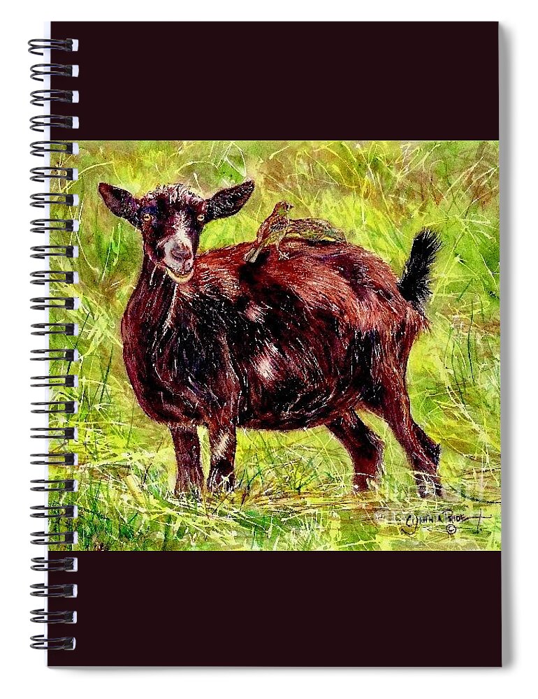 Birds Spiral Notebook featuring the painting Goat Piggybackers by Cynthia Pride
