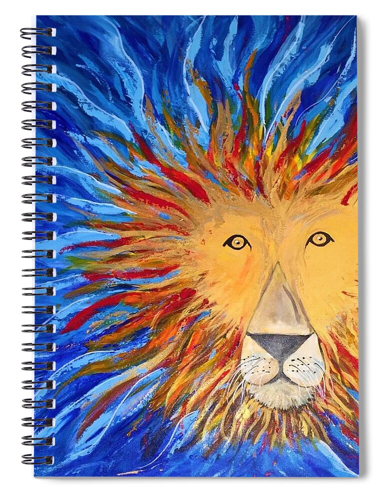 Lion Spiral Notebook featuring the painting God Loves Us by Deb Brown Maher