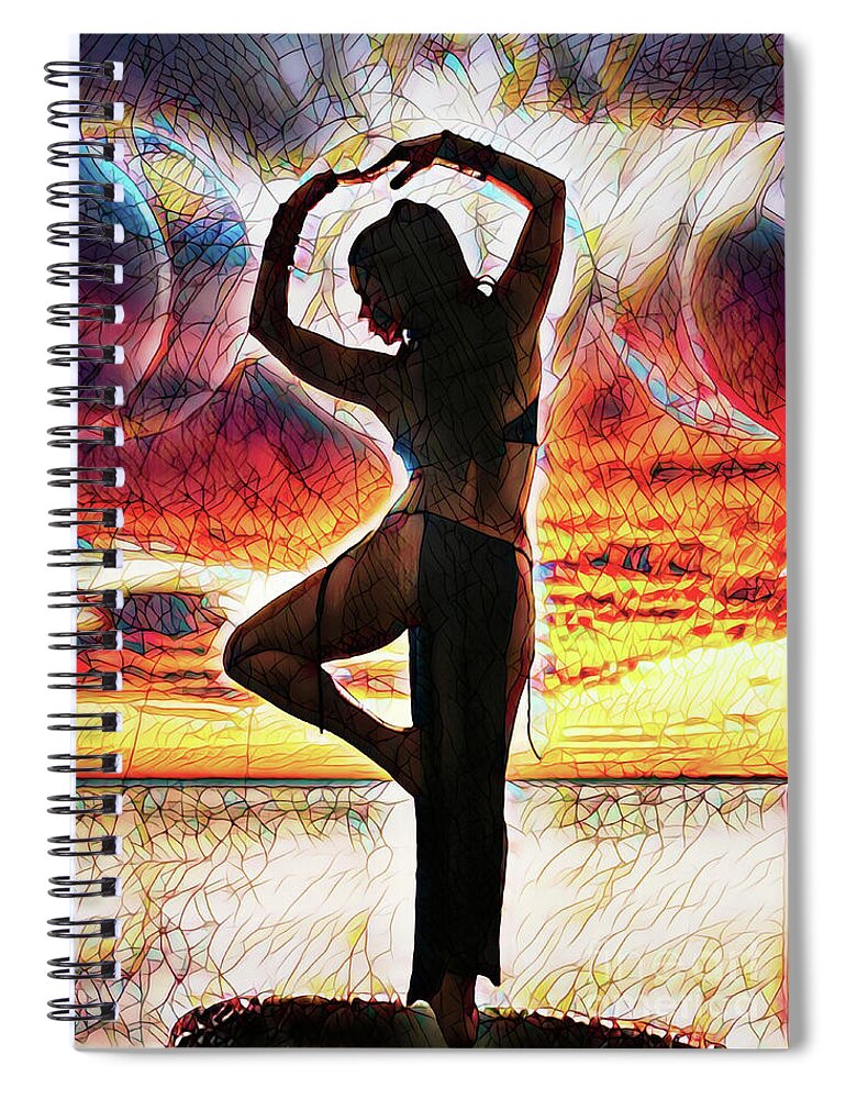 Dark Spiral Notebook featuring the digital art Goddess Moon Stained Glass by Recreating Creation