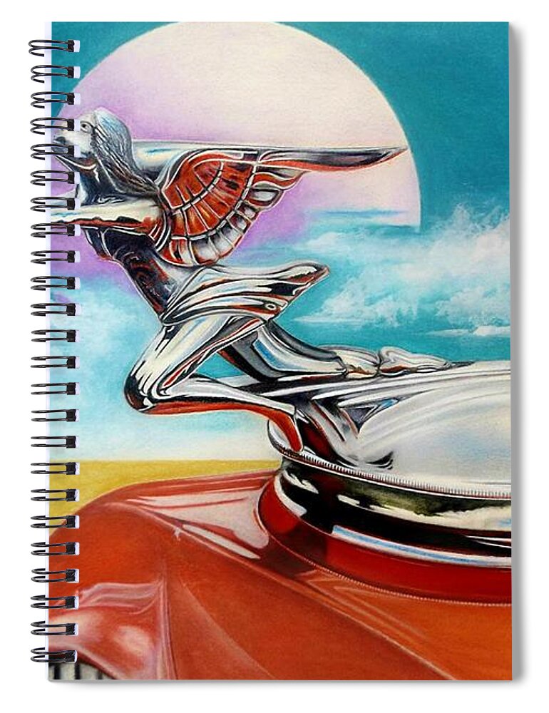 Goddess Of Speed Spiral Notebook featuring the drawing Goddess of Speed by David Neace CPX