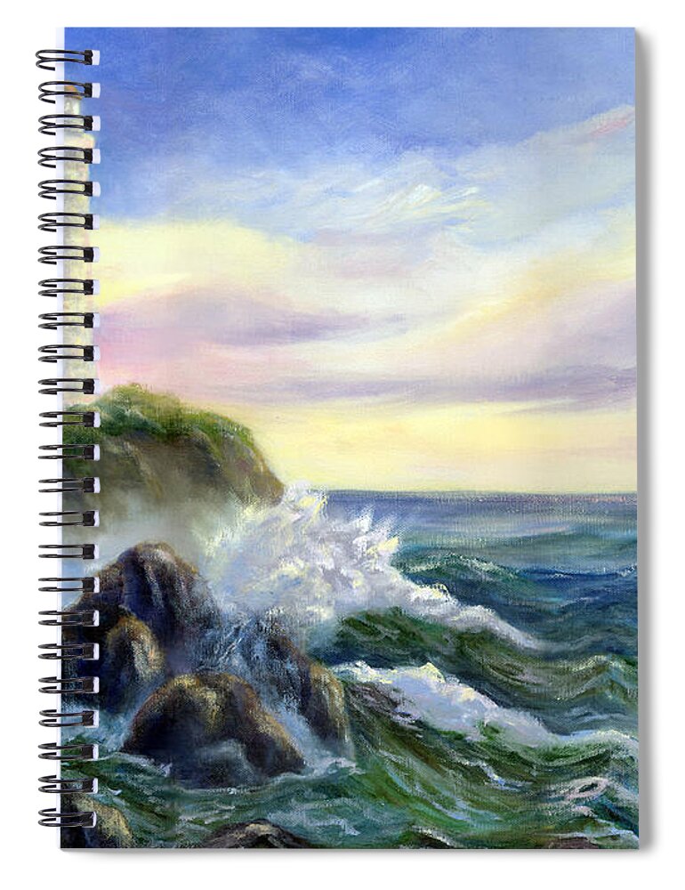 Ocean Spiral Notebook featuring the painting God's Lighthouse by Art by Carol May