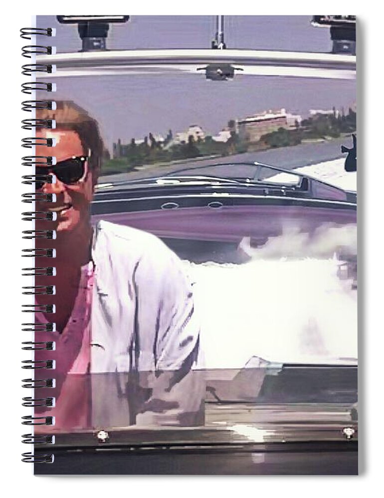 Miami Vice Spiral Notebook featuring the digital art God's Work 2 by Mark Baranowski