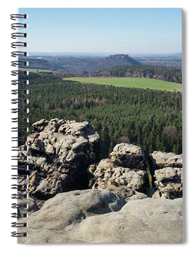 Saxon Switzerland Spiral Notebook featuring the photograph Gohrisch, mountain panorama in Saxon Switzerland by Adriana Mueller