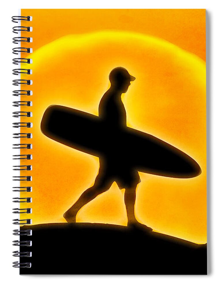 Surfer Spiral Notebook featuring the digital art Goin' for A Surf by Andreas Thust