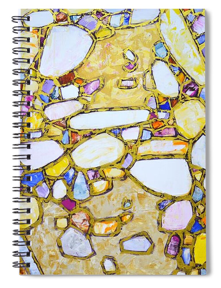 Stones Spiral Notebook featuring the painting Gold around 2. by Irina Mask