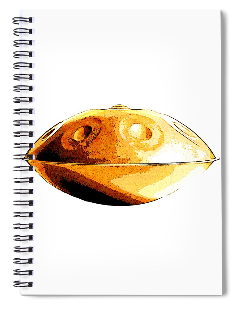 Handpan Spiral Notebook featuring the digital art Gold handpan by Alexa Szlavics