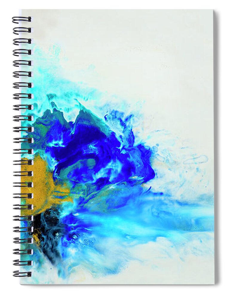 Paint Spiral Notebook featuring the painting Golden and aquamarine color on white. by Jelena Jovanovic
