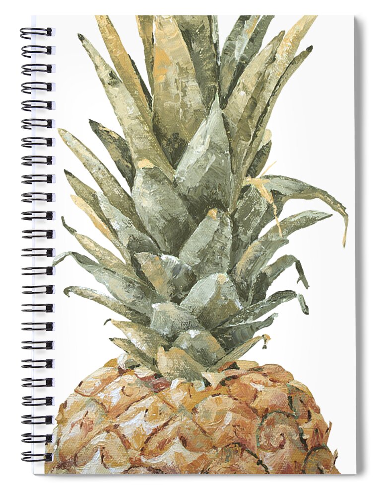 Pineapple Spiral Notebook featuring the painting Golden Crown - Pineapple No Background by Annie Troe