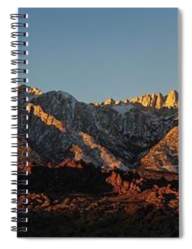 Golden Dawn Spiral Notebook featuring the photograph Golden Dawn Mount Whitney  by Brett Harvey